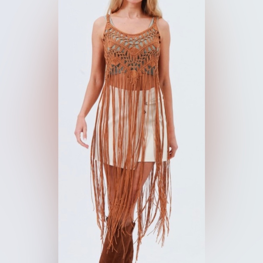 Fringe Camel Crop Top - Picture 3 of 3